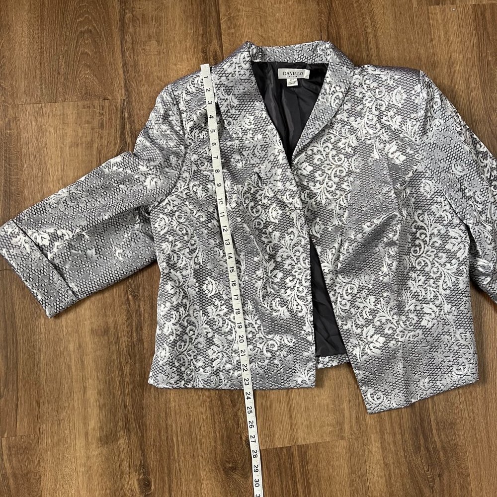 NEW Danillo 2-Piece Dress Suit Jacket Silver Brocade Size 20W - Picture 6 of 16